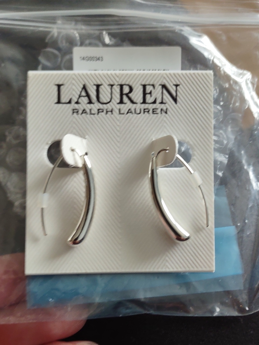 Lauren Ralph Lauren Polished Silver Curved Hoop Earrings